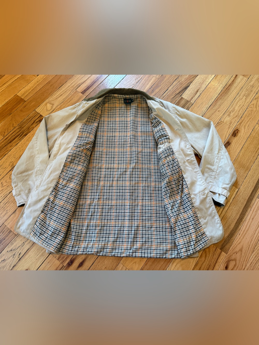 Vtg J. Crew Oarsman Corduroy Collar Barn Jacket Chore Coat Field Men’s Sz M Tan - Picture 9 of 16